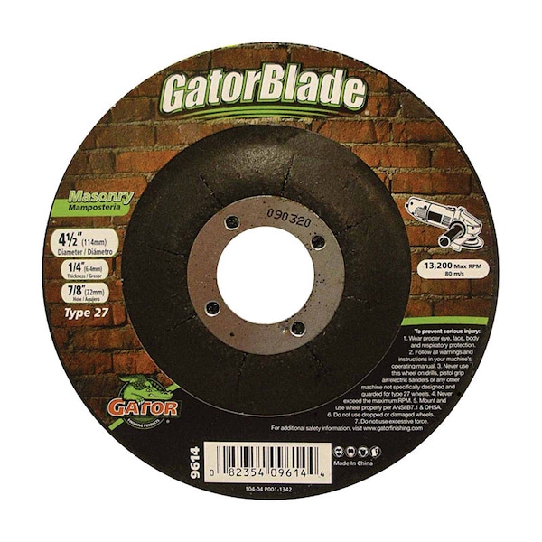 Gator Finishing Gator 4-1/2 in. D X 7/8 in. Masonry Grinding Wheel 9614 - main